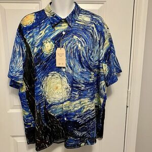NWT Hardaddy Sz 3XL Retro Van Gogh The Starry Night Short Sleeve Shirt Men's